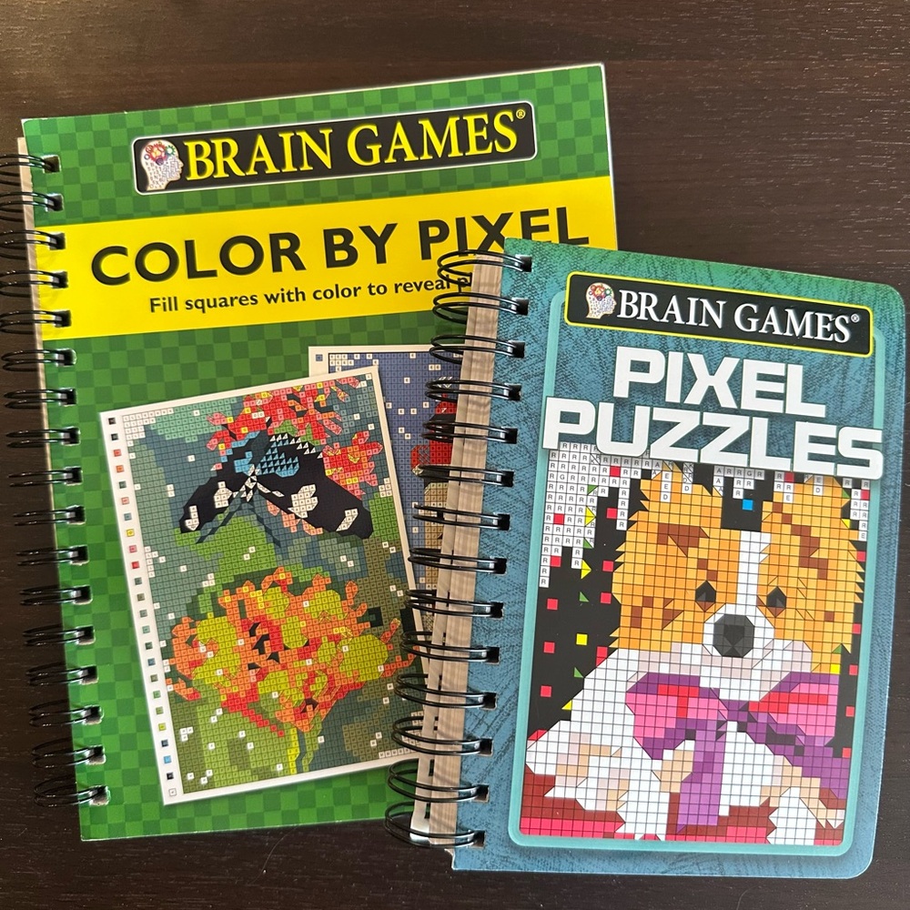 Brain Games Set of 2 Color by Pixel & Pixel Puzzles